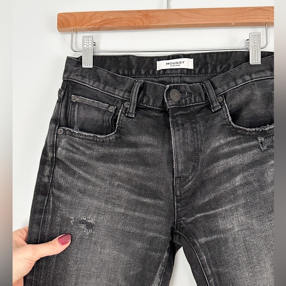 Moussy Vintage Black Distressed Howa Japanese Skinny Ankle Jeans (24 or 2) - Picture 3 of 7